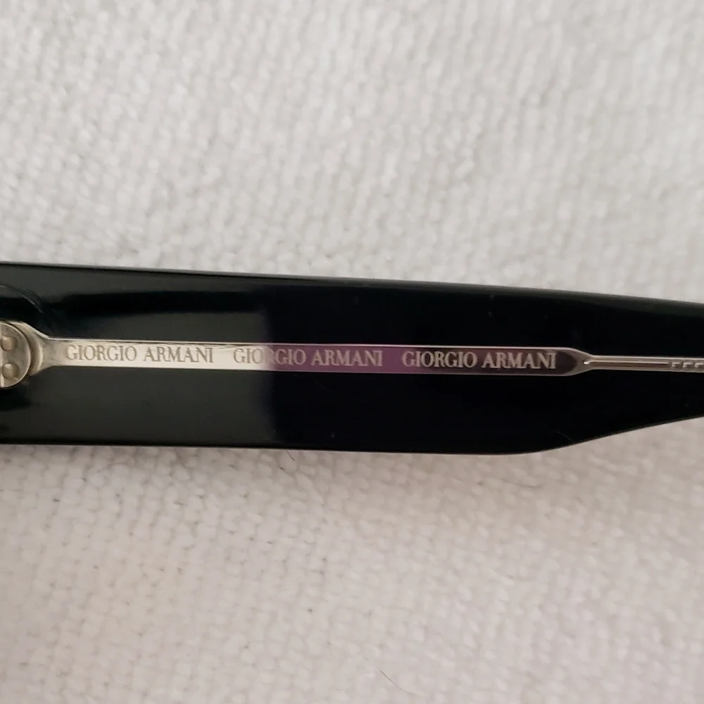 Giorgio Armani Black Sunglasses with Gold Accents | Designer Luxury Frames - Picture 4 of 6